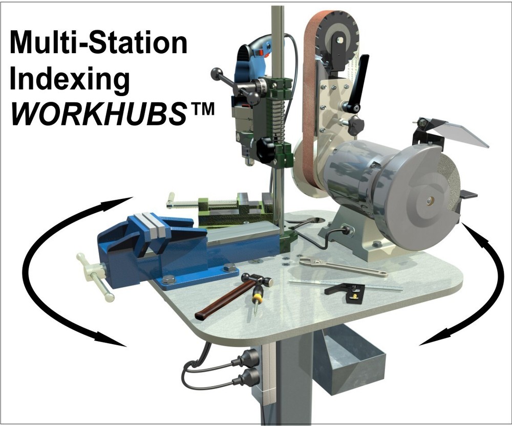 Lazy Susan Industrial Workbench - rotating, multi-station space saving