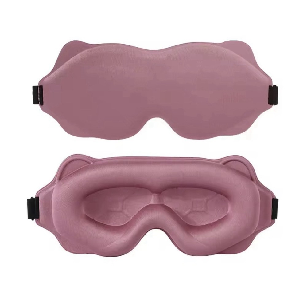 Pink Sleep Mask with Eye Cups Padded Adjustable Strap Comfortable Light Blocking