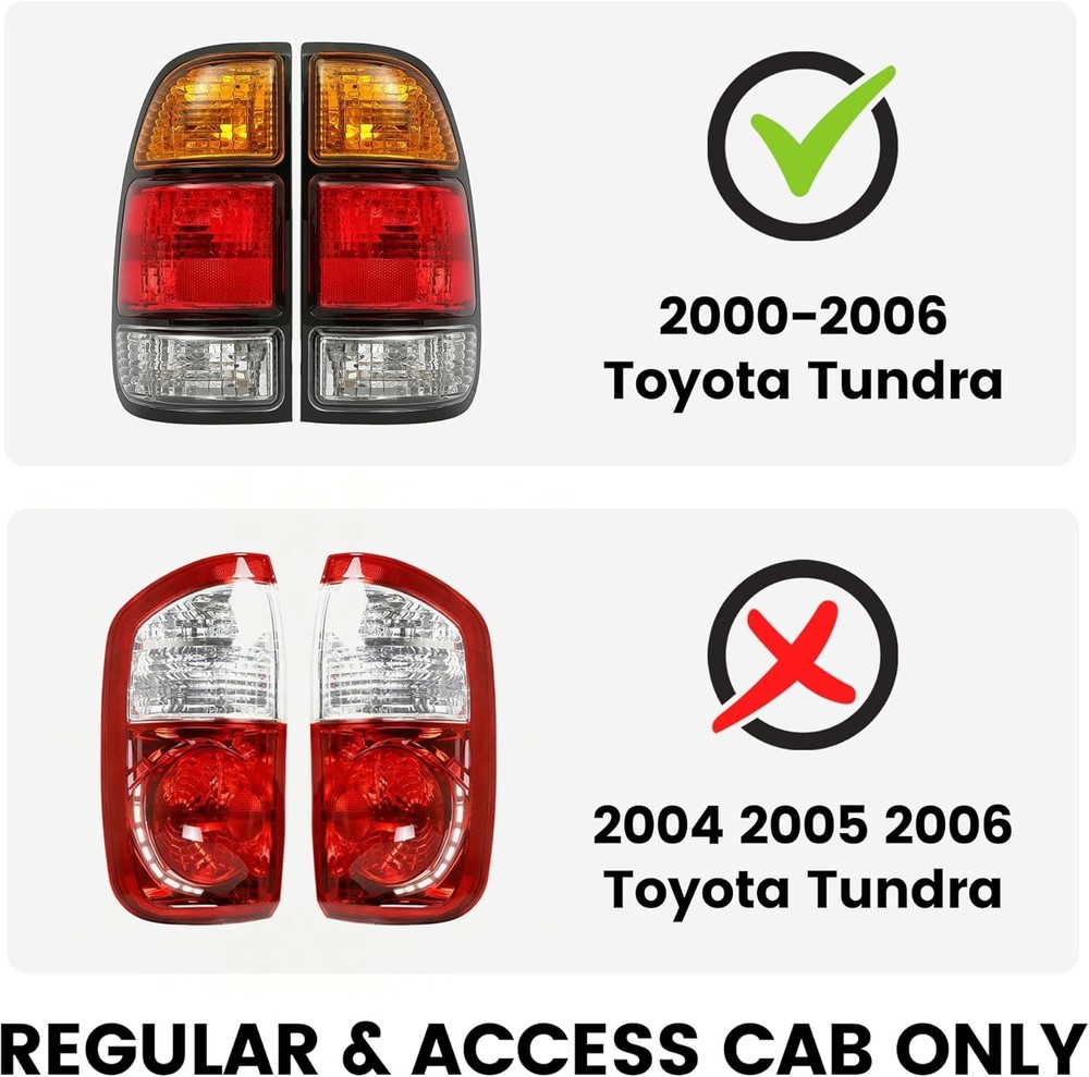 Halogen Tail Light Compatible with 2000-2006 Toyota Tundra Regular/Access Cab Si