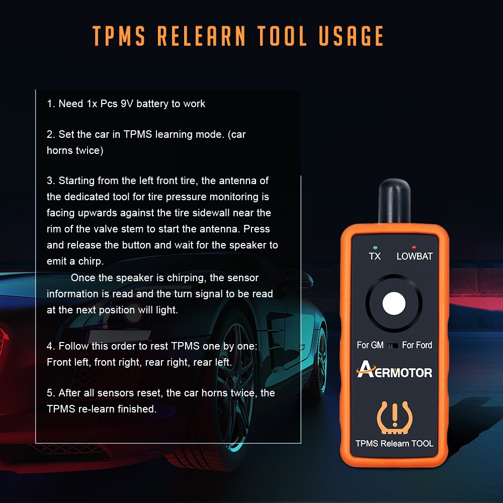 Universal TPMS Reset Tool Relearn Tool Auto Tire Pressure Sensor For Ford For GM