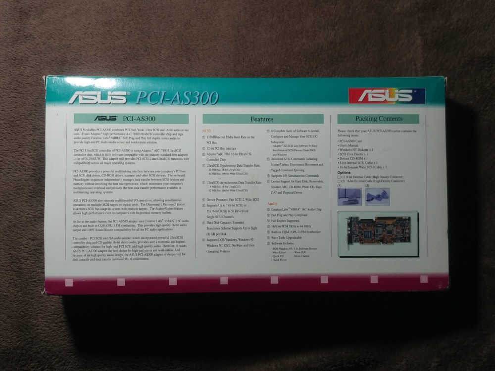 ASUS PCI-AS300 MediaBus Adaptec SCSI + Creative Audio Controller