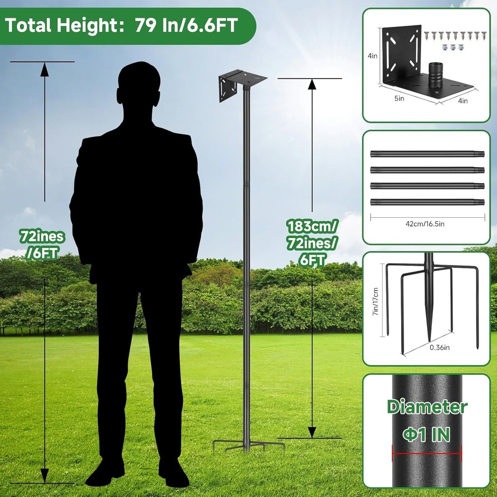 79In Smart Bird Feeder Pole Mount Kit,Adjustable House for Black