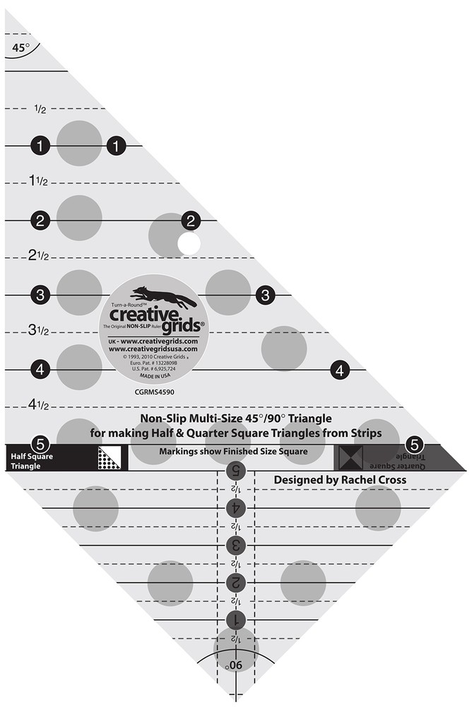 Creative Grids Multi-size 45° & 90° Triangle Sewing and Quilting Ruler
