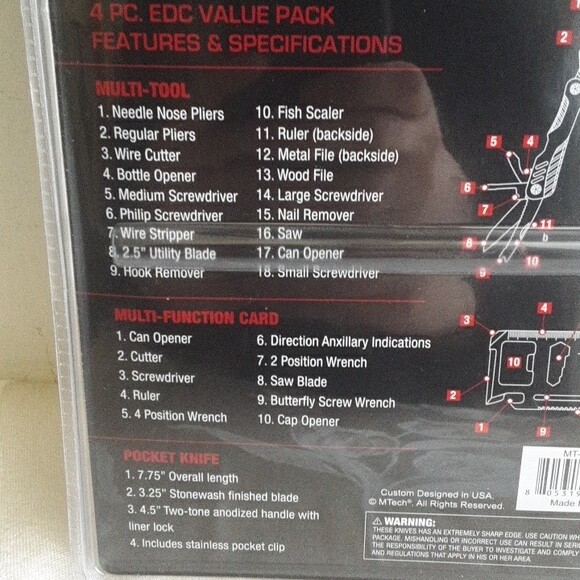 Men's 4pc Multi Tool Every Day Carry Gift Set New