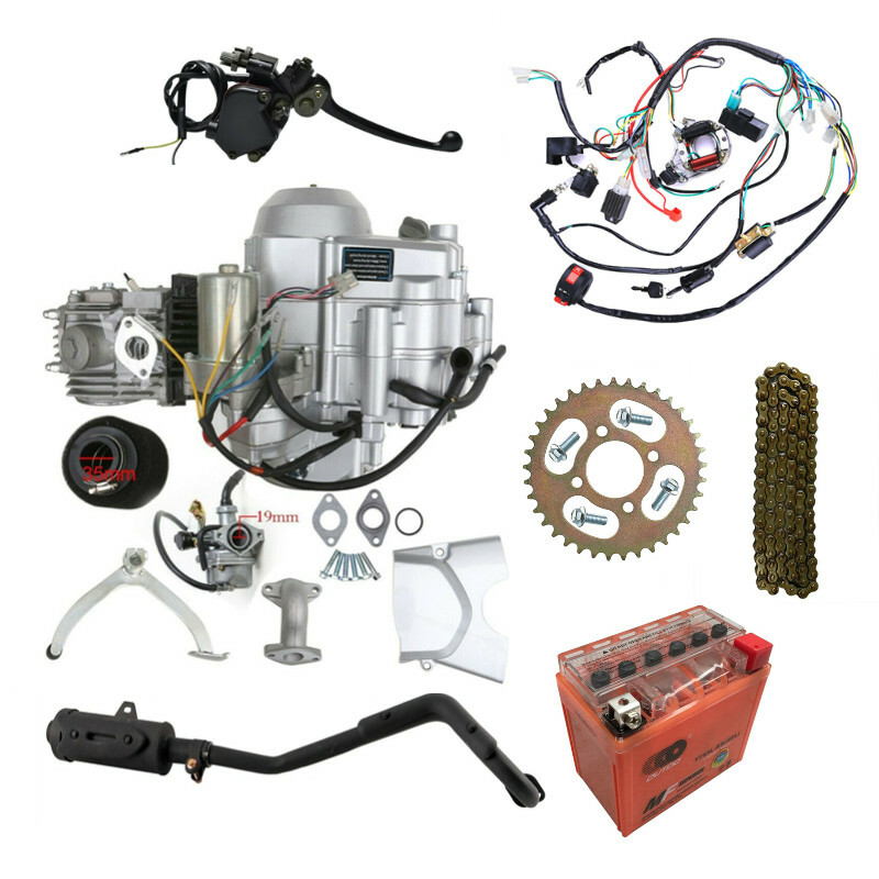 4 stroke 125cc Engine Motor 3-Speed Semi Auto w/ Reverse Electric Start Full kit