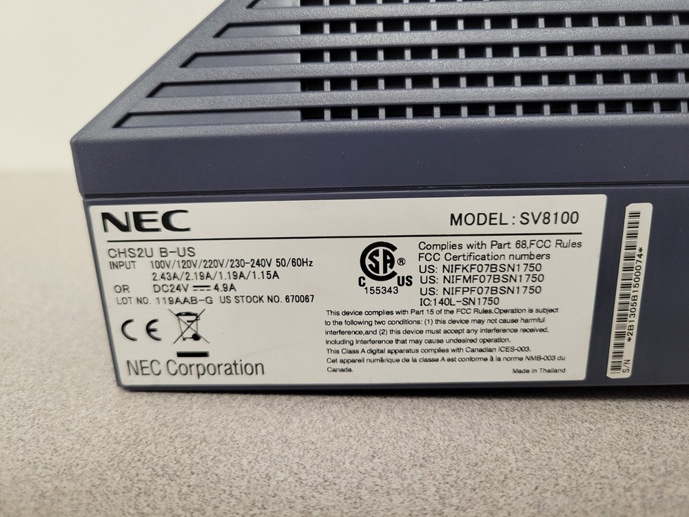 NEC SV8100 Communications Servers. Untested.