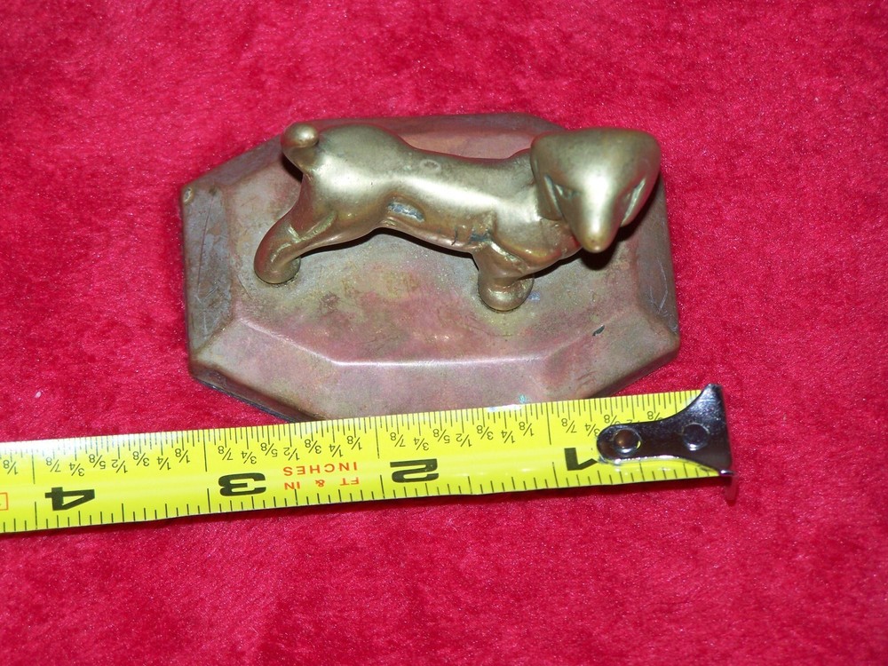 Solid Brass Small Dog Figurine 3" long. 2" tall, 2" wide