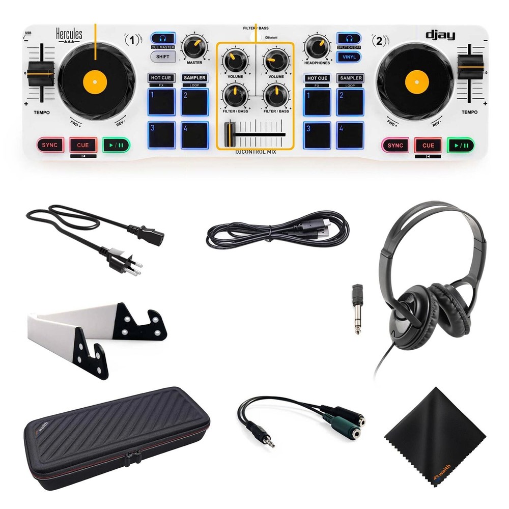 Hercules DJ Control Mix Wireless DJ Controller +Headphones +Case (Bundle Set)