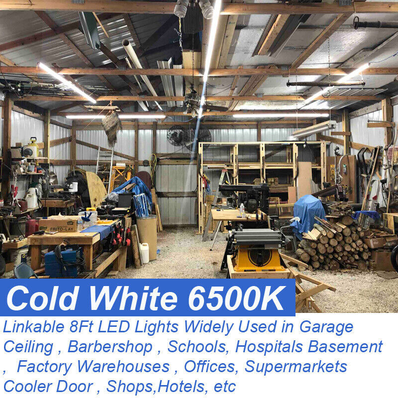 25 Pack 8 Foot LED Shop Light Fixture 8FT T8 LED Tube Light 8' 100W Garage Light