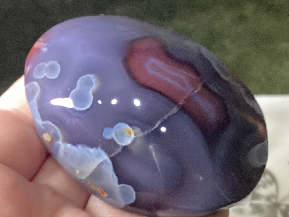 Crystal Red and Blue Agate Palm Stone