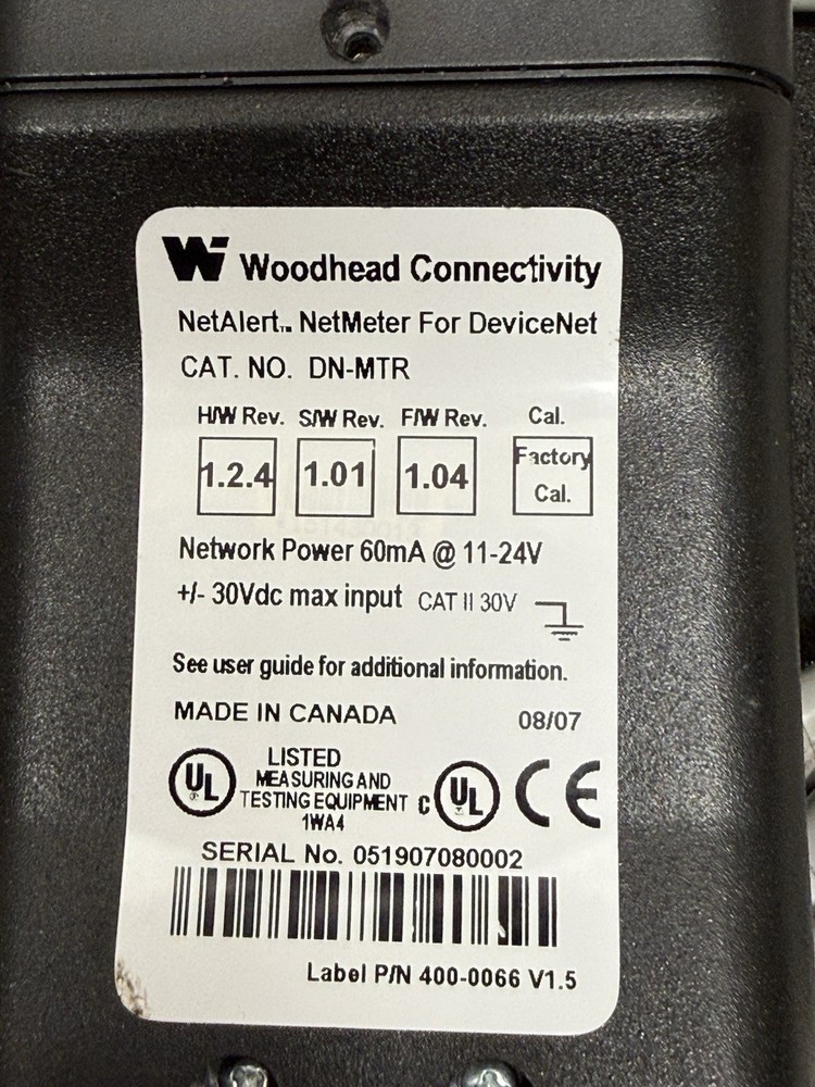 Woodhead DN-MTR NetAlert! DeviceNet NetMeter Diagnostic Tool Nice