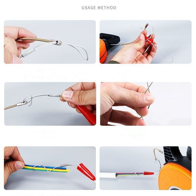 SYSTON Fish Tape Steel Wire Puller 1/8" 100 ft, Cable Puller Tool with Loop Tip