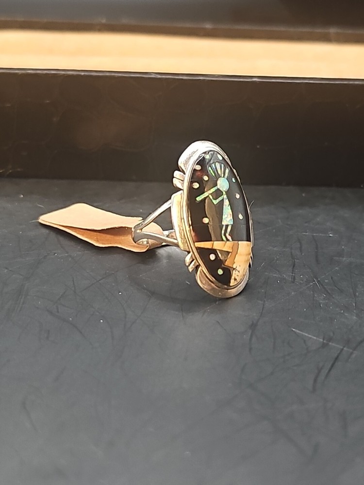 Sterling Silver Kokopelli Spiny Oyster Signed Ring Size 9