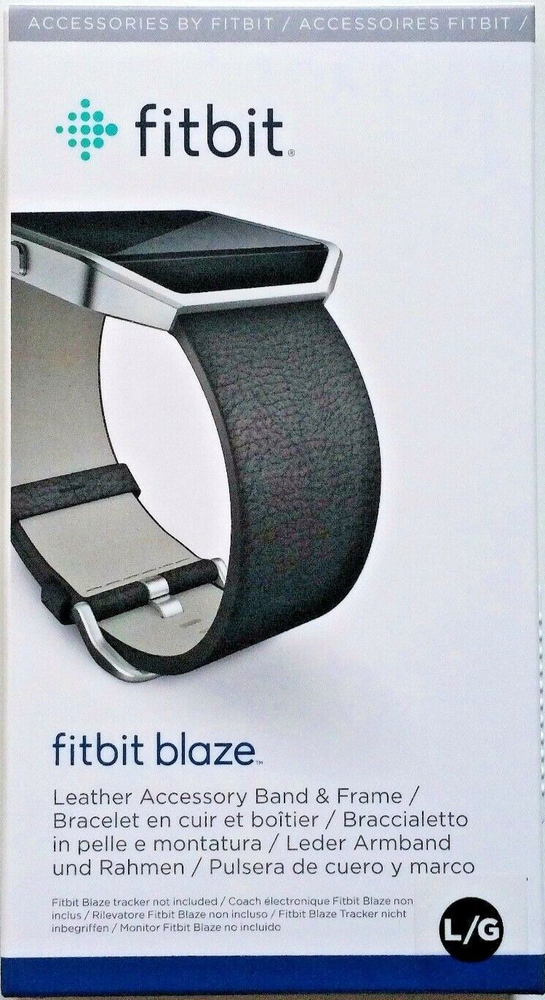 Fitbit Blaze Original Replacement Leather Wrist Band & Frame Large Black OEM