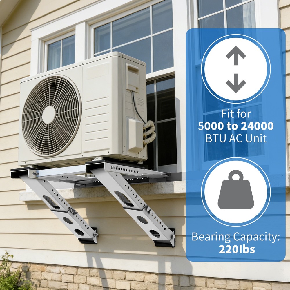 Window Air Conditioner Support Bracket, Universal AC Mount, No Drilling 220 lbs