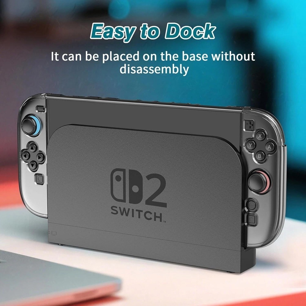 Clear Case for Nintendo Switch 2 with Screen Protector,Thumb Grips,PC Protective