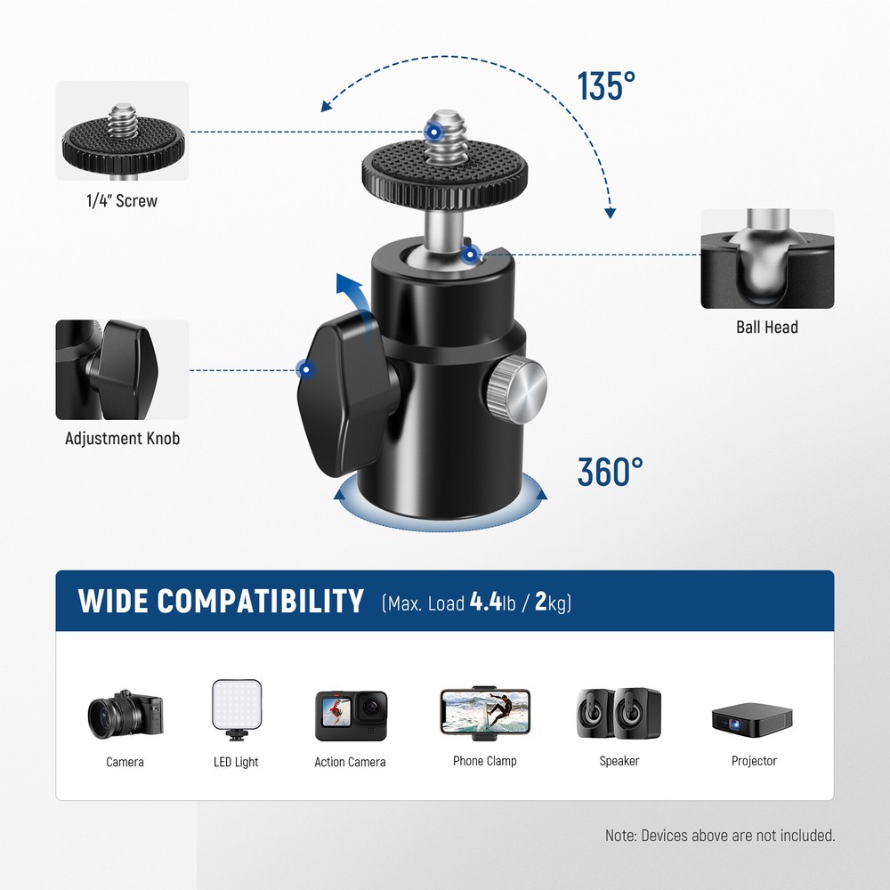 NEEWER 2 Pack T Type Wall Ceiling Mount, Ring Light Wall Mount Bracket