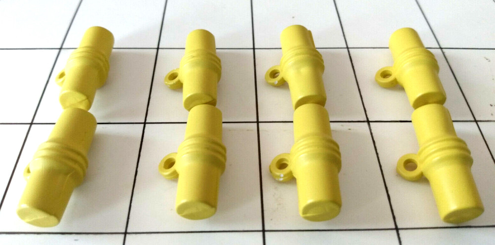 Vintage 8 YELLOW Toggle Buttons 7/8" Plastic Pattern MCM
