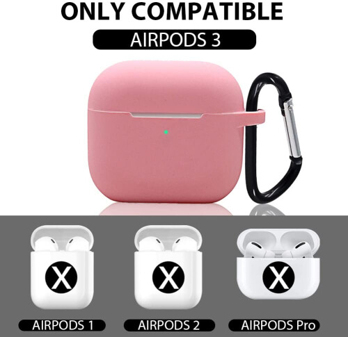 For AirPods 3rd Generation Silicone Case Cover with Keychain Front LED Visible