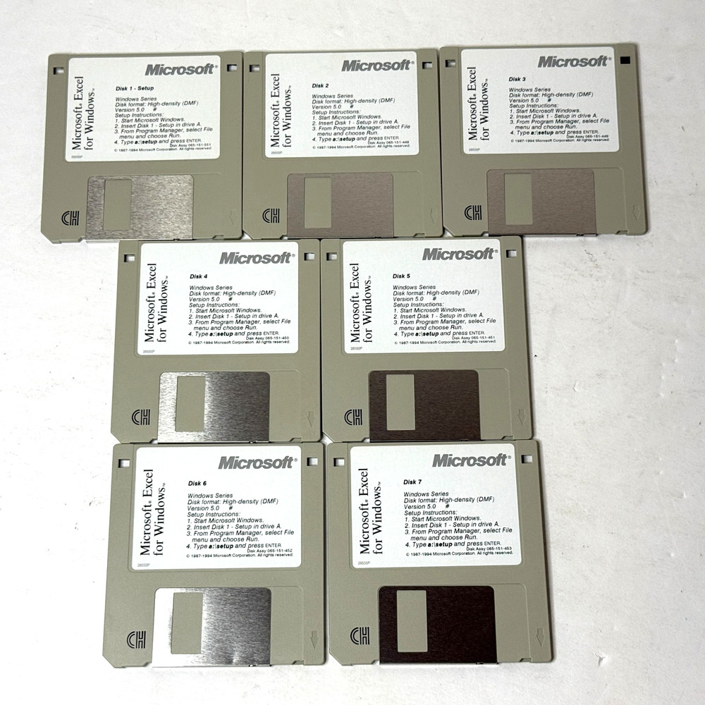 Microsoft Excel for Windows 5.0 ©1994 3.5" Floppy Vintage Software