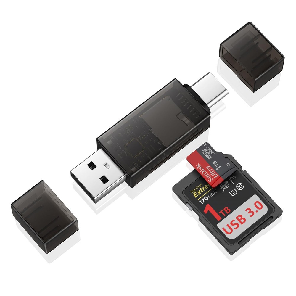 SD Card Reader USB C,Dual Slots 3.0 Type C to Micro Black