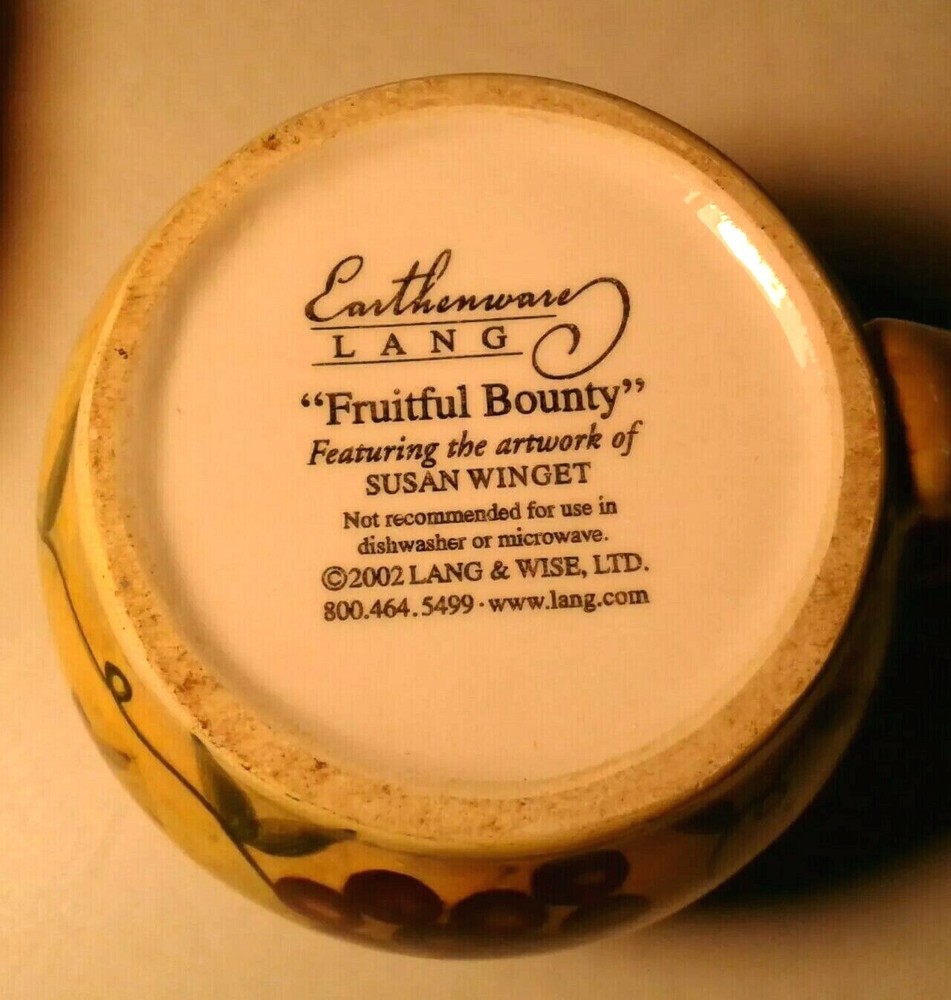 SUSAN WINGET, LANG, COVERED SMALL PITCHER, 2002 "FRUITFUL BOUNTY"