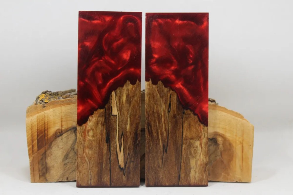 HYBRID STABILIZED MAPLE RED CUSTOM COMPOSITE KNIFE HANDLE MATERIAL (8126)
