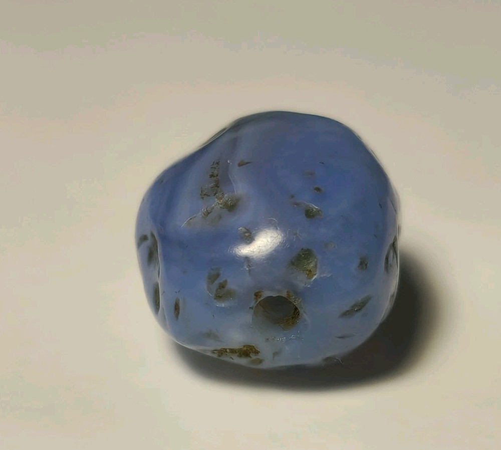 ANCIENT RARE BLUE CHALCEDONY AGATE EYE BEAD