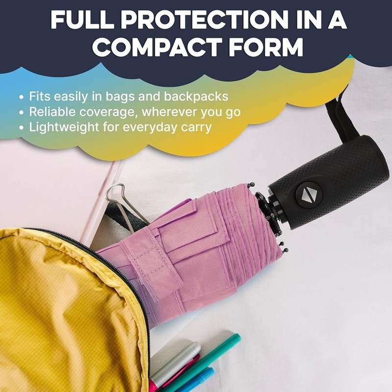 Compact Travel Umbrella Windproof Automatic Open Close Waterproof Durable Design