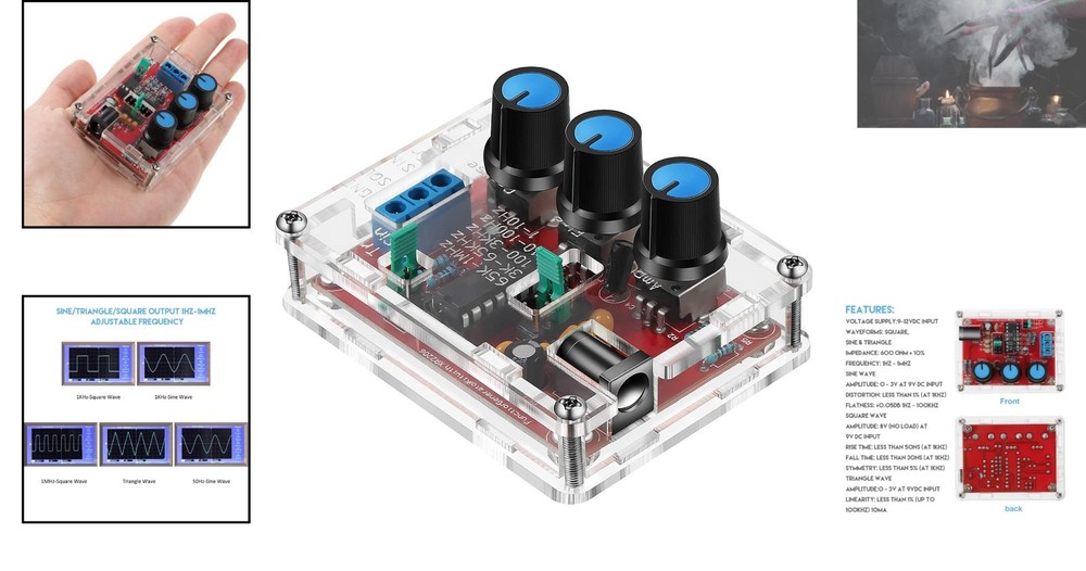 Compact Signal Generator Kit with Sine, Triangle, Square Outputs for Electronics