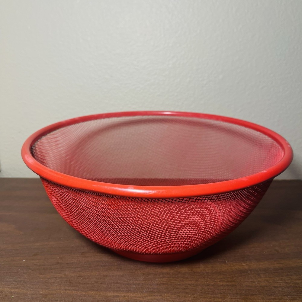 Apple Shape Fruit Mesh Basket Red Full Enclosure Snaps Shut Whimsy Artsy Boho