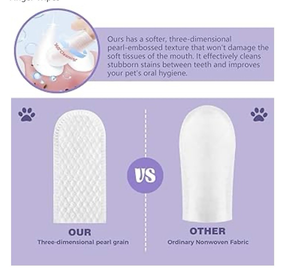 Pet Teeth Cleaning Finger Wipes Unscented