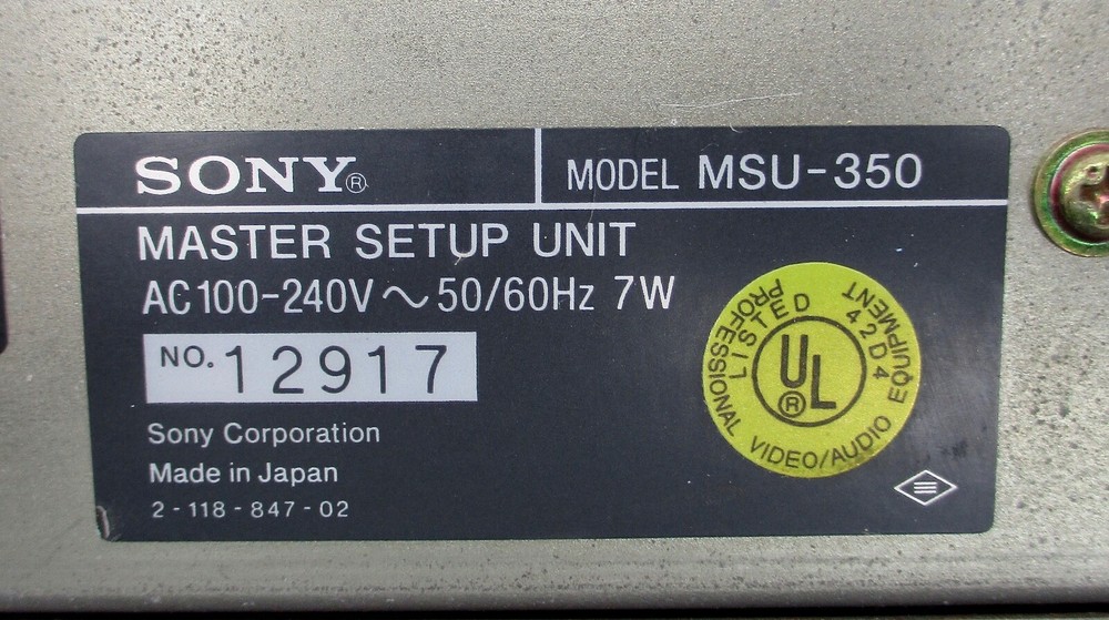 SONY MSU-350 Master Setup Unit
