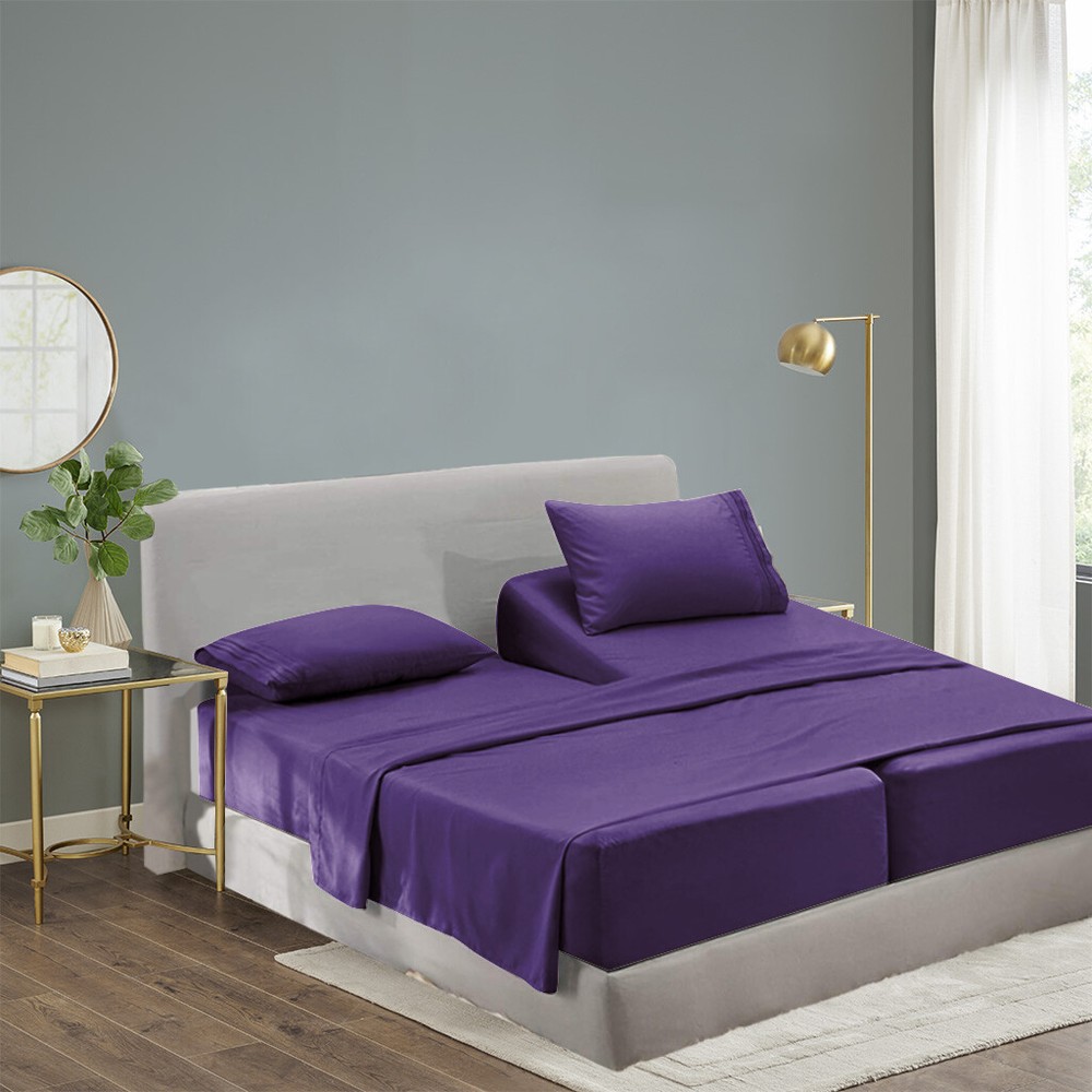 Split King Size Cool Bamboo Bedsheet Deep Pocket Bamboo Bed Sheet Sets 5 Pieces