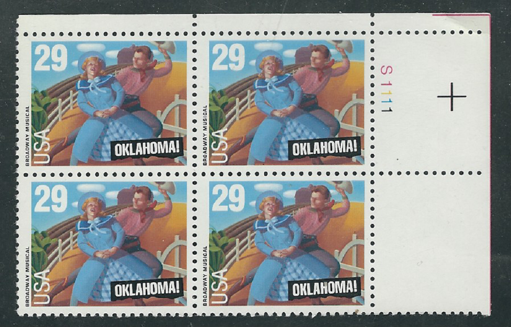 Scott #2722...29 Cent...Oklahoma!... Plate Block