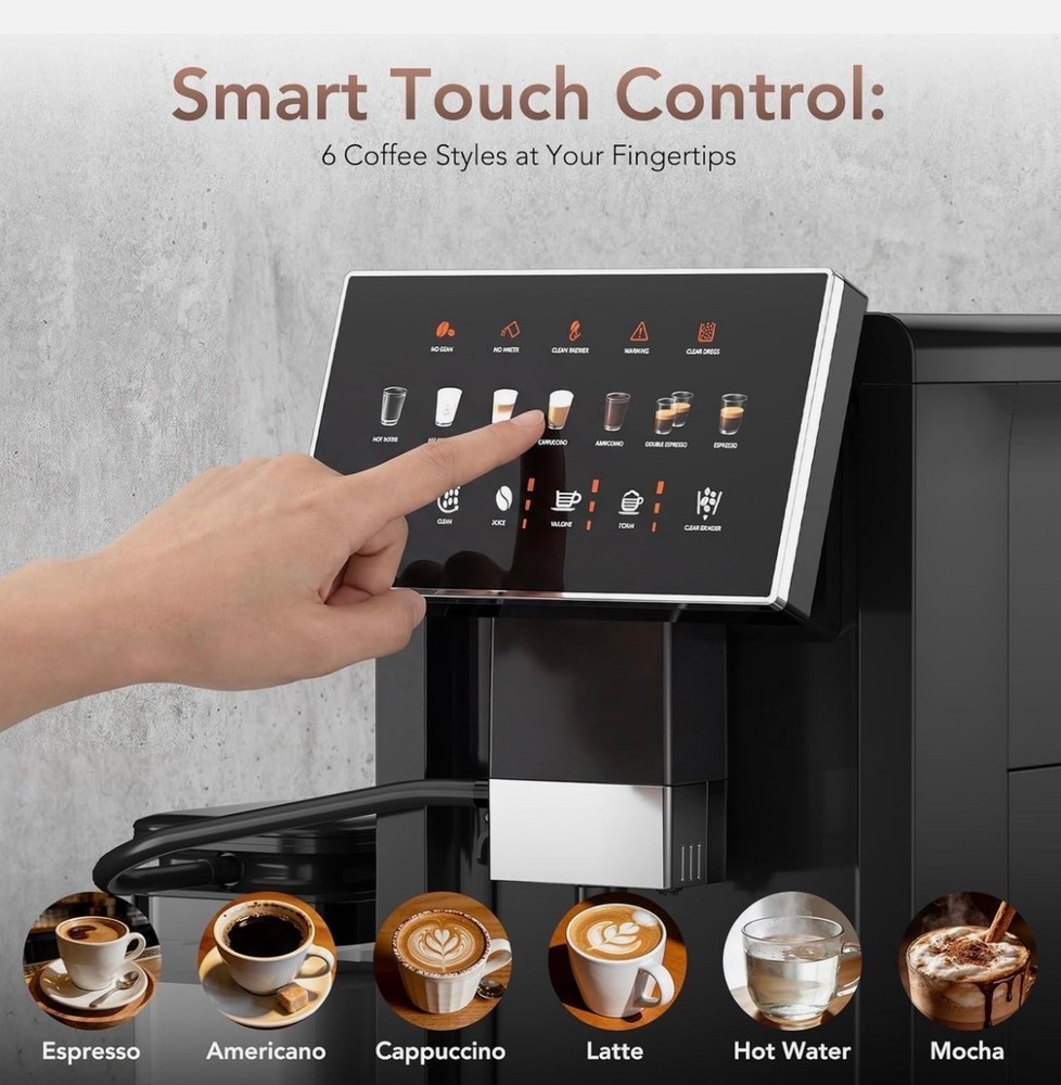 20 Bar Super Automatic Espresso Mac. Fully Automatic Coffee Machine with Grinder
