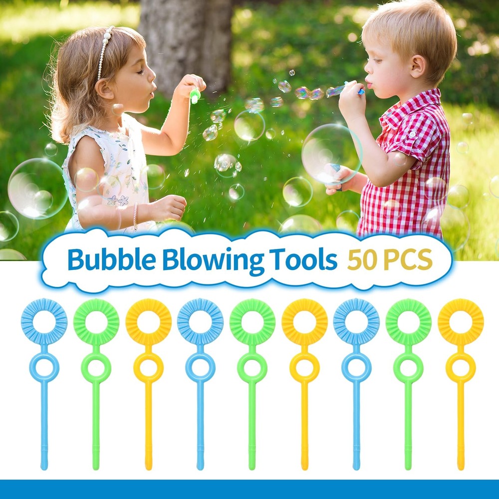 Bubble Makers 50pcs Wands Blowing Tools Small, Blue/Green/Yellow