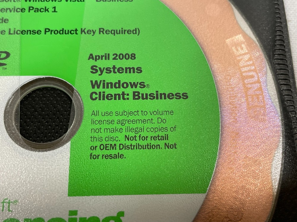 Microsoft Windows Vista Business Service Pack 1 Upgrade DVD Software Disc Only