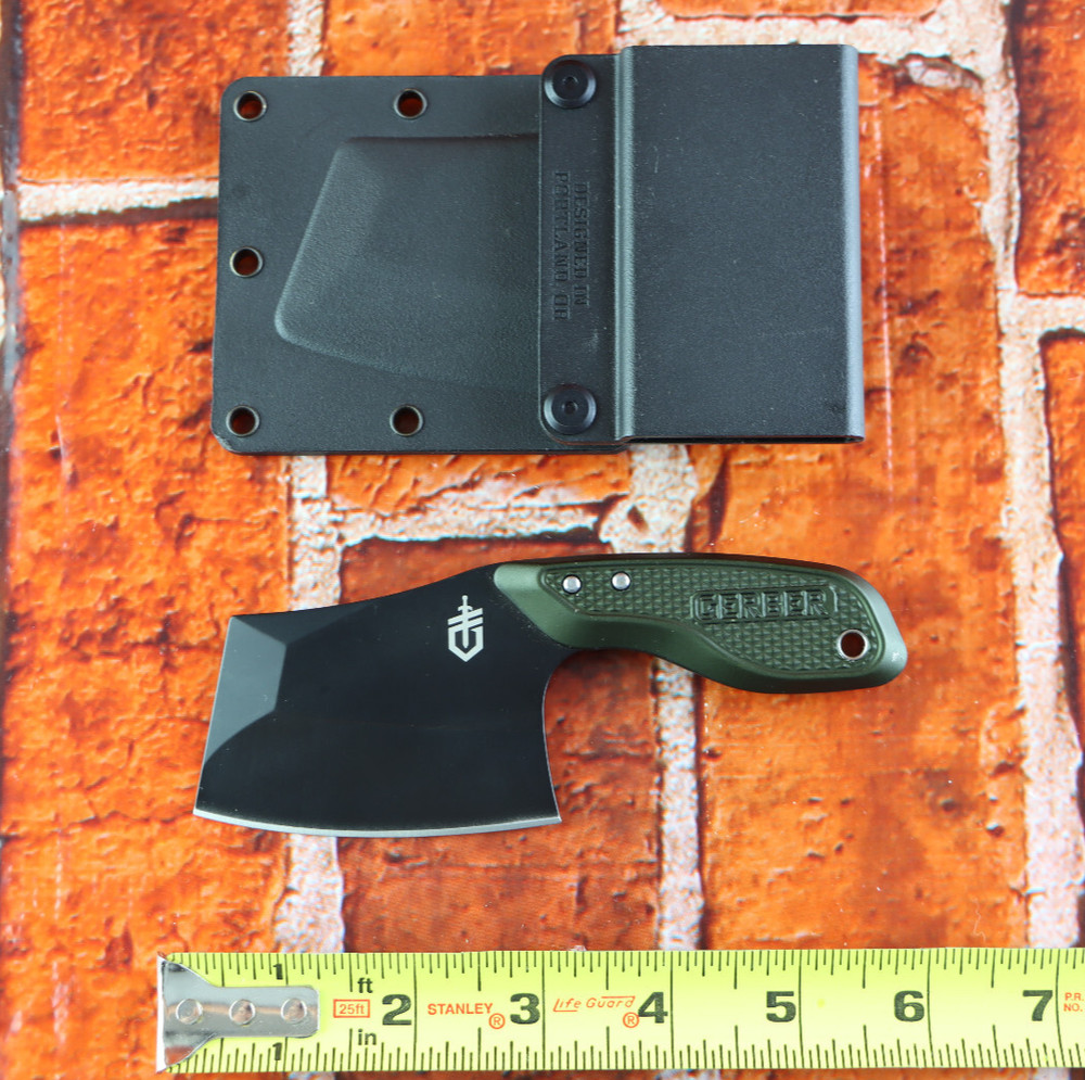 Gerber Tri-Tip Green Handle Mini Cleaver w/ Sheath READ