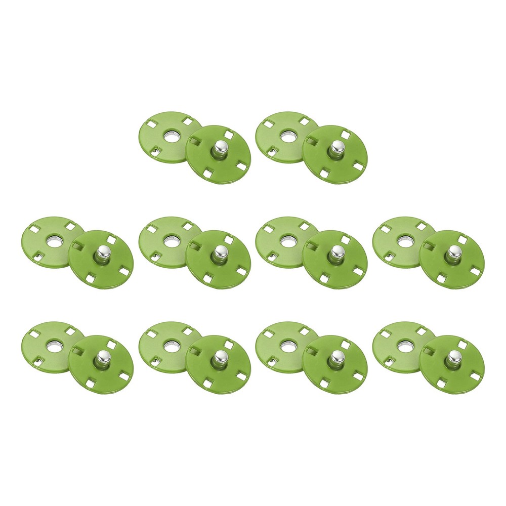 10 Sets Sewing Snap Buttons, Press Buttons Snap Fasteners 15mm, Green