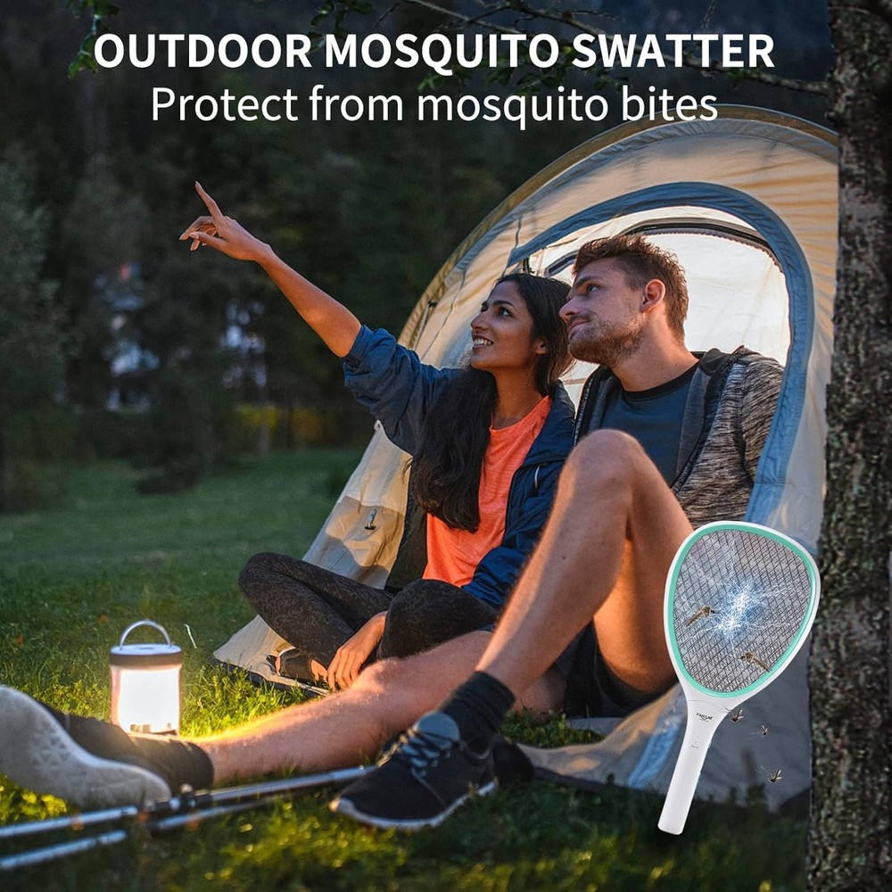 Handheld 2-Pack Bug Zapper Racket - Lightweight, Powerful Mosquito Killer