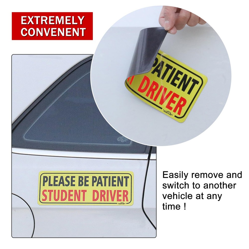 JUSTTOP 3pcs Student Driver Magnet for Car, Medium, Black&red
