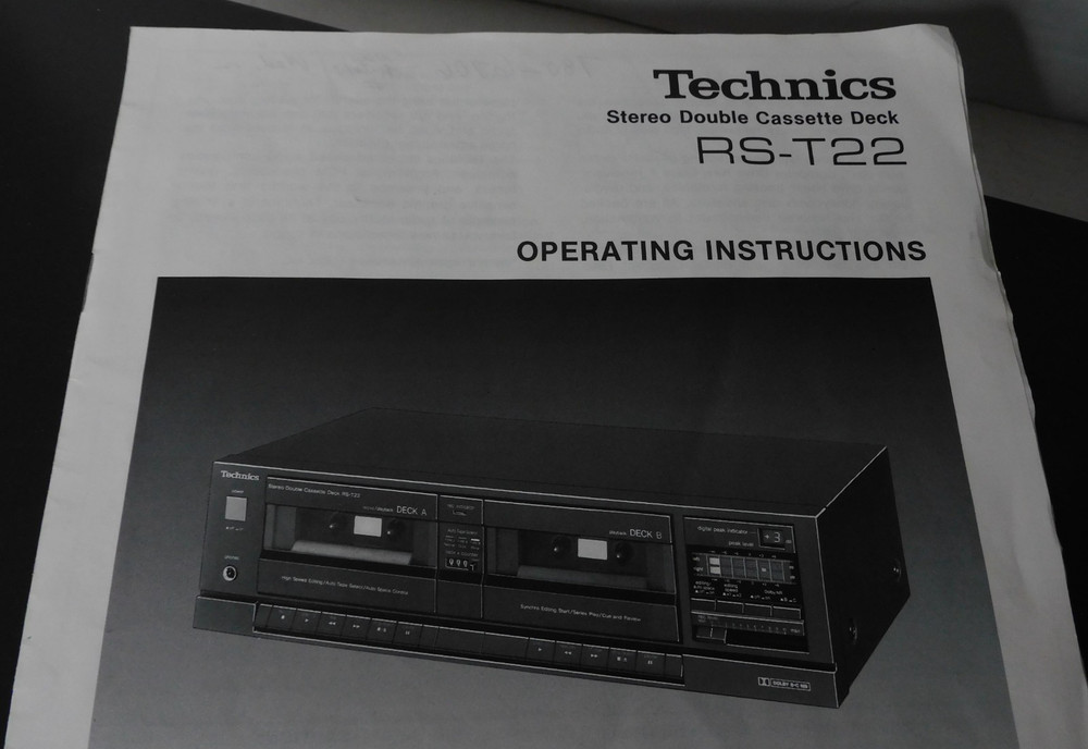Technics Stereo Double Cassette Deck - RS-T22 - Includes Manual - Works Great!