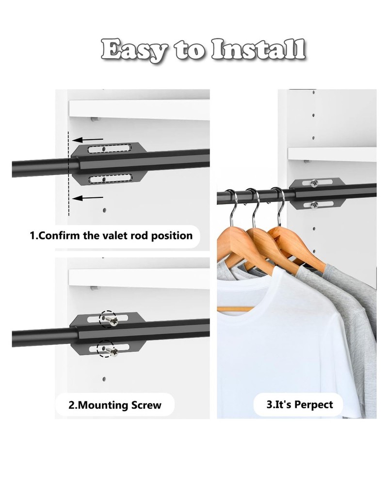 Valet Rod for Closet Pull Out, 12" Adjustable extending closet rod, Standard ...