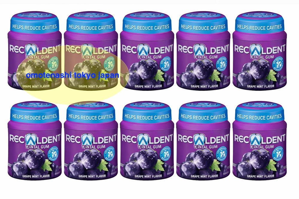 Recaldent Grape Mint Gum Bottles Dental CPP-ACP x 12 Sugar-less Pepper JP