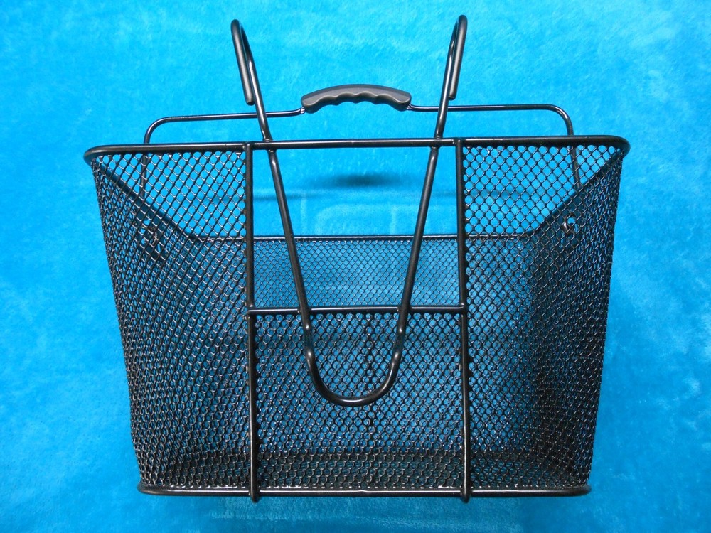 Bicycle Front Basket Mesh 15inch with Handle Rectangular Steel Black Lift Off