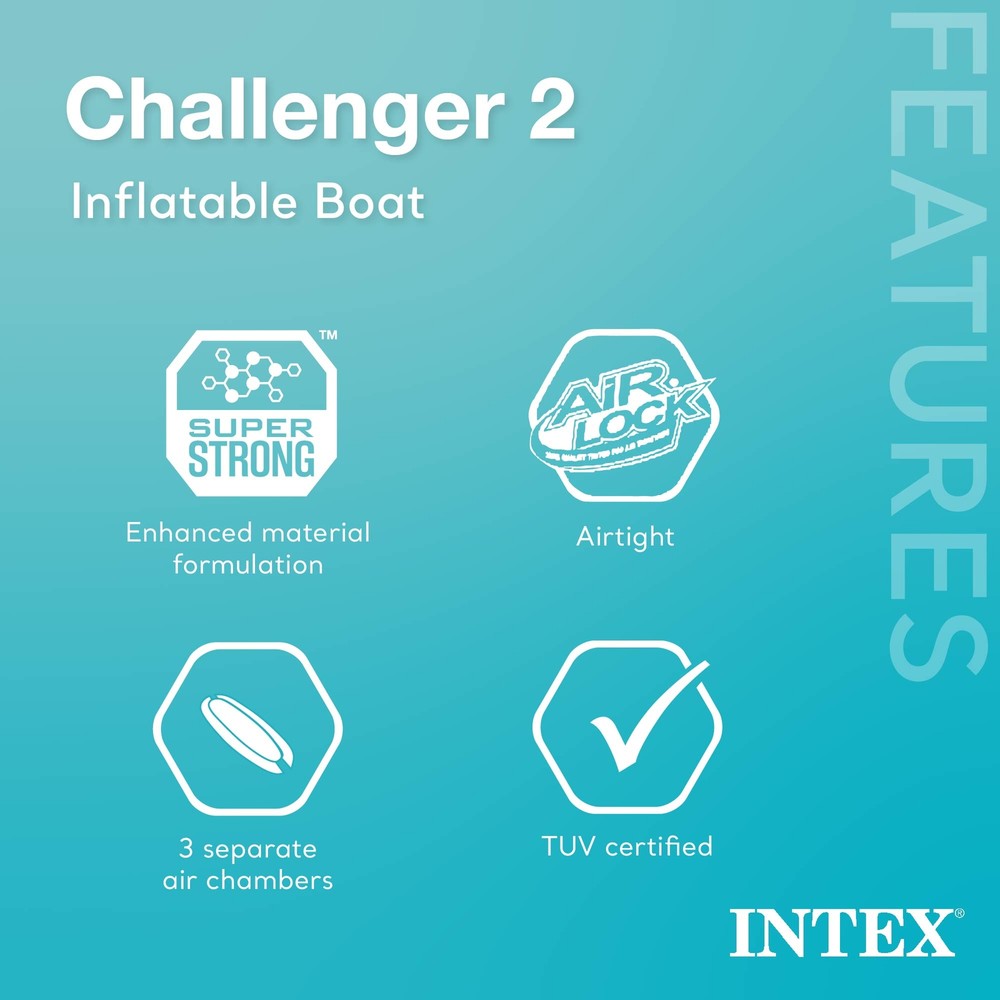 INTEX Challenger 2 Inflatable Boat Set with Air Pump & Oars (Open Box) (2 Pack)