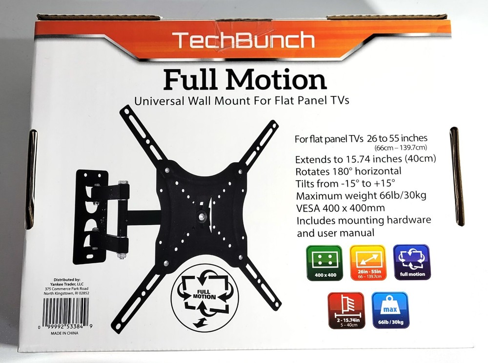 Techbunch Universal Wall Mount For Flat Panel TVs 26in - 55in