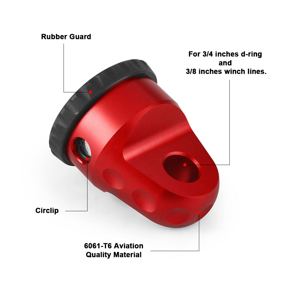 Red Winch Rope Guide Link Connection Hook Mount For ATV UTV SUV Jeep Wrangler