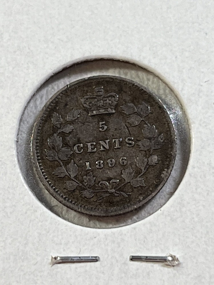 1896 Canada 5 Cents Small Silver Coin